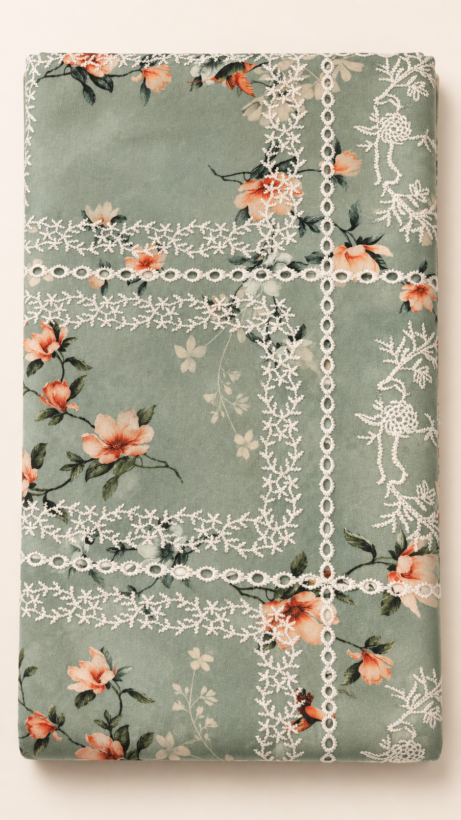 Embroidered and eyelet cotton fabric 4