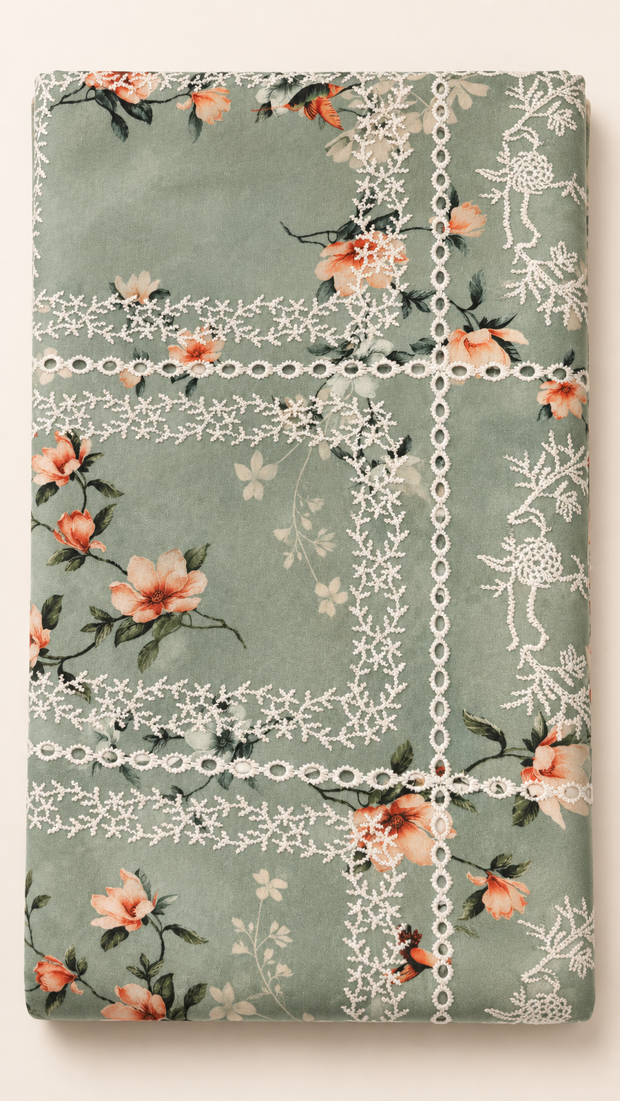 Embroidered and eyelet cotton fabric 4