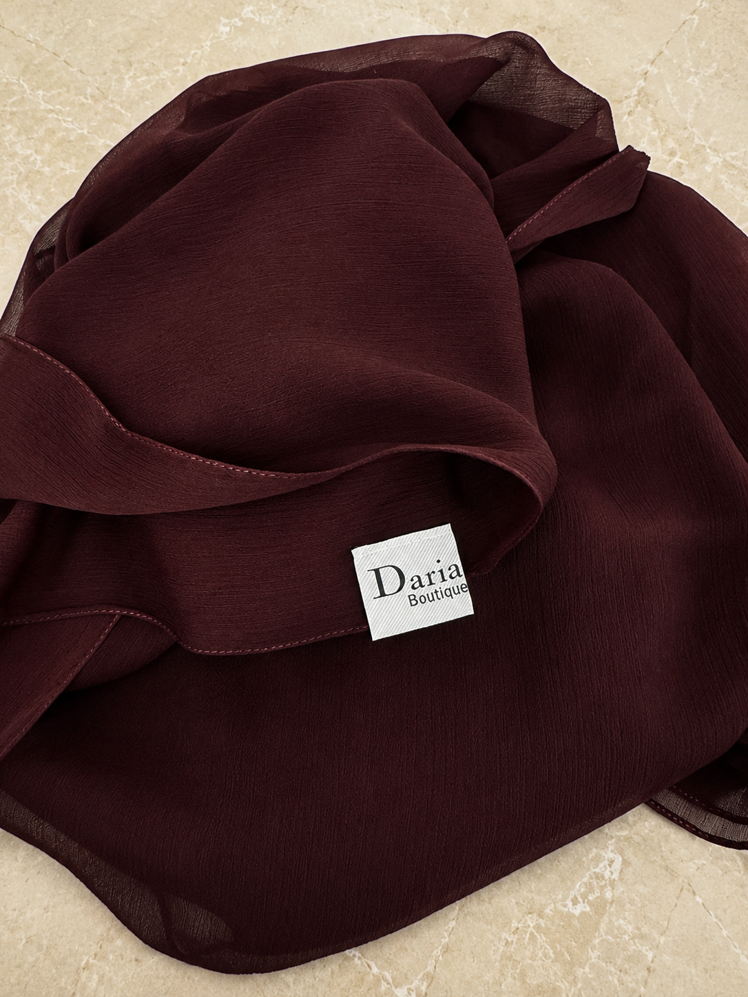 Dark maroon chiffon headscarf