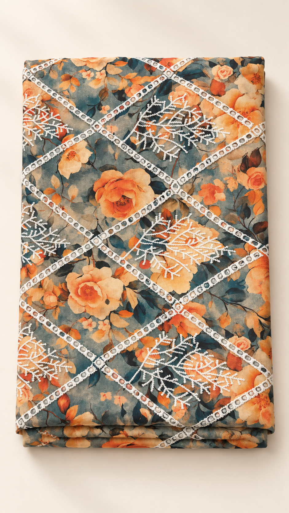 Embroidered and eyelet cotton fabric 5