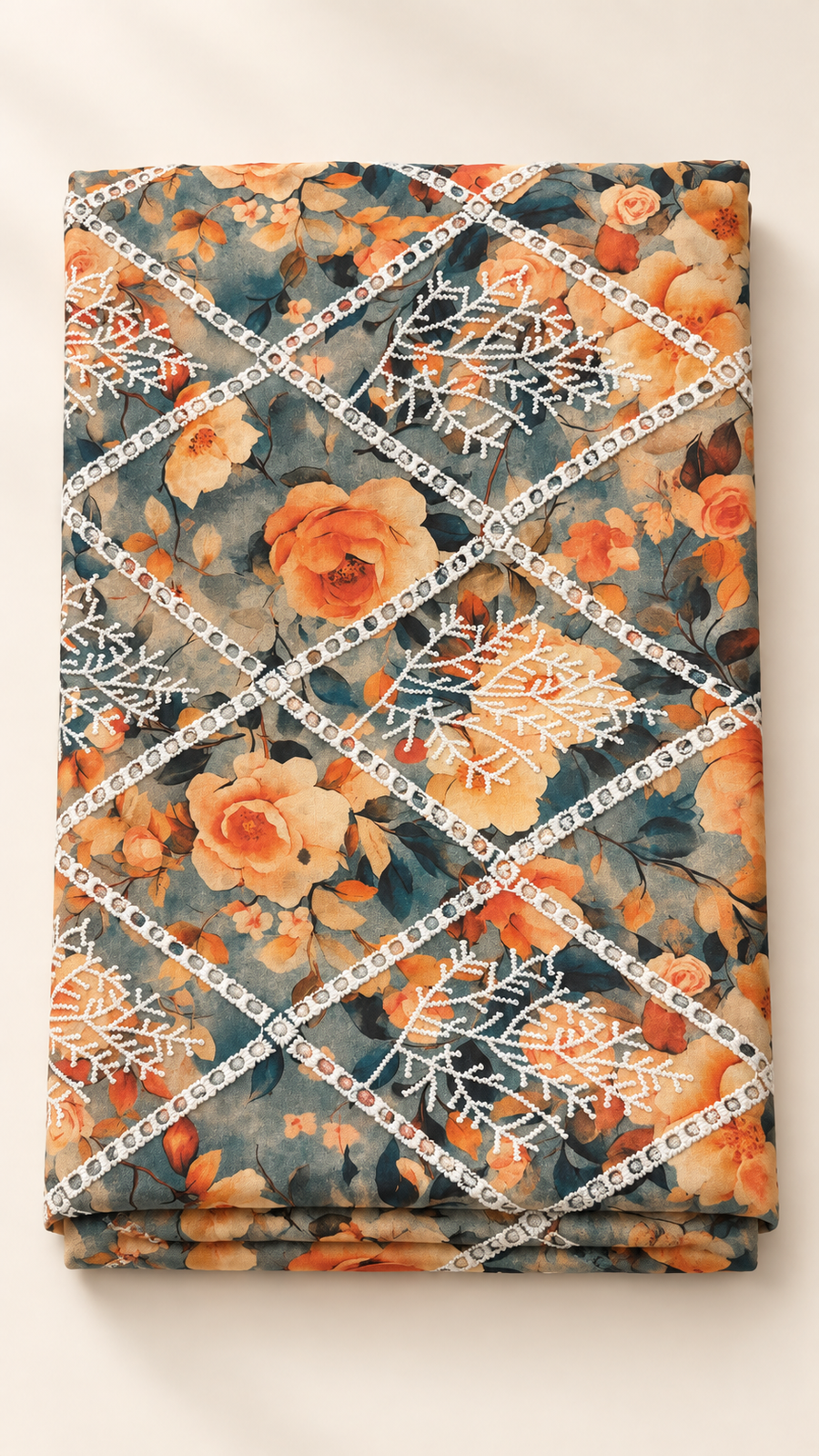 Embroidered and eyelet cotton fabric 5