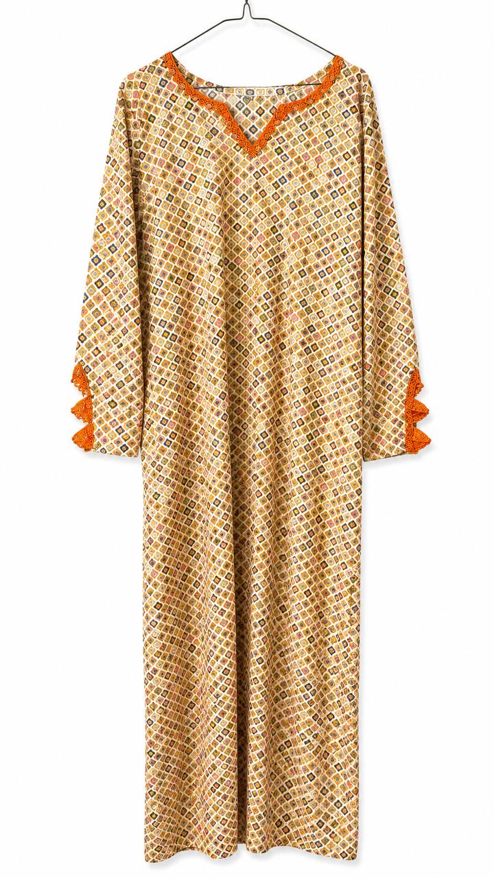 Orange striped cotton jalabiya