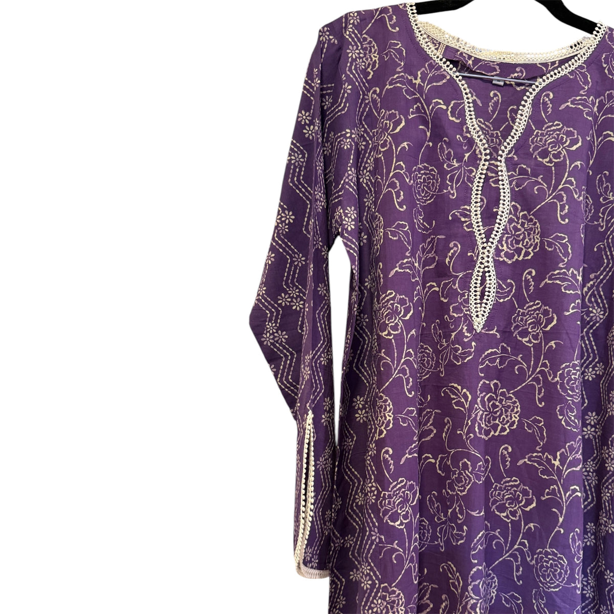 Purple printed jalabiya