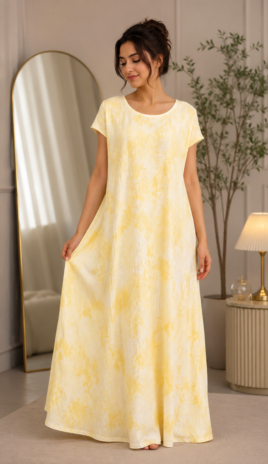 Tie-dye summer dress for under an abaya