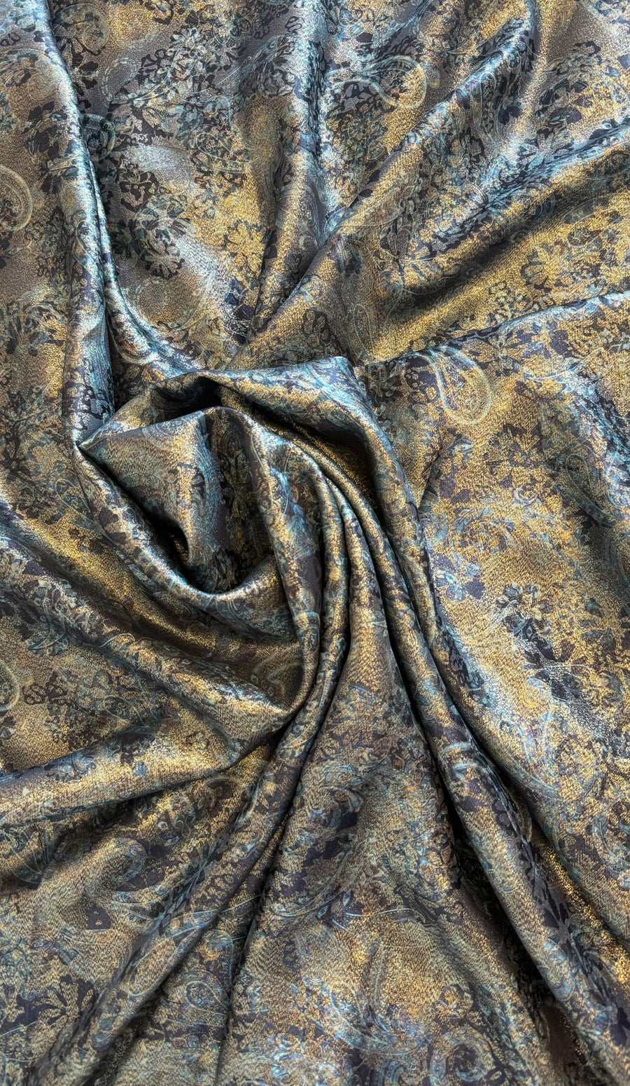 A piece of blue gold-embroidered silk