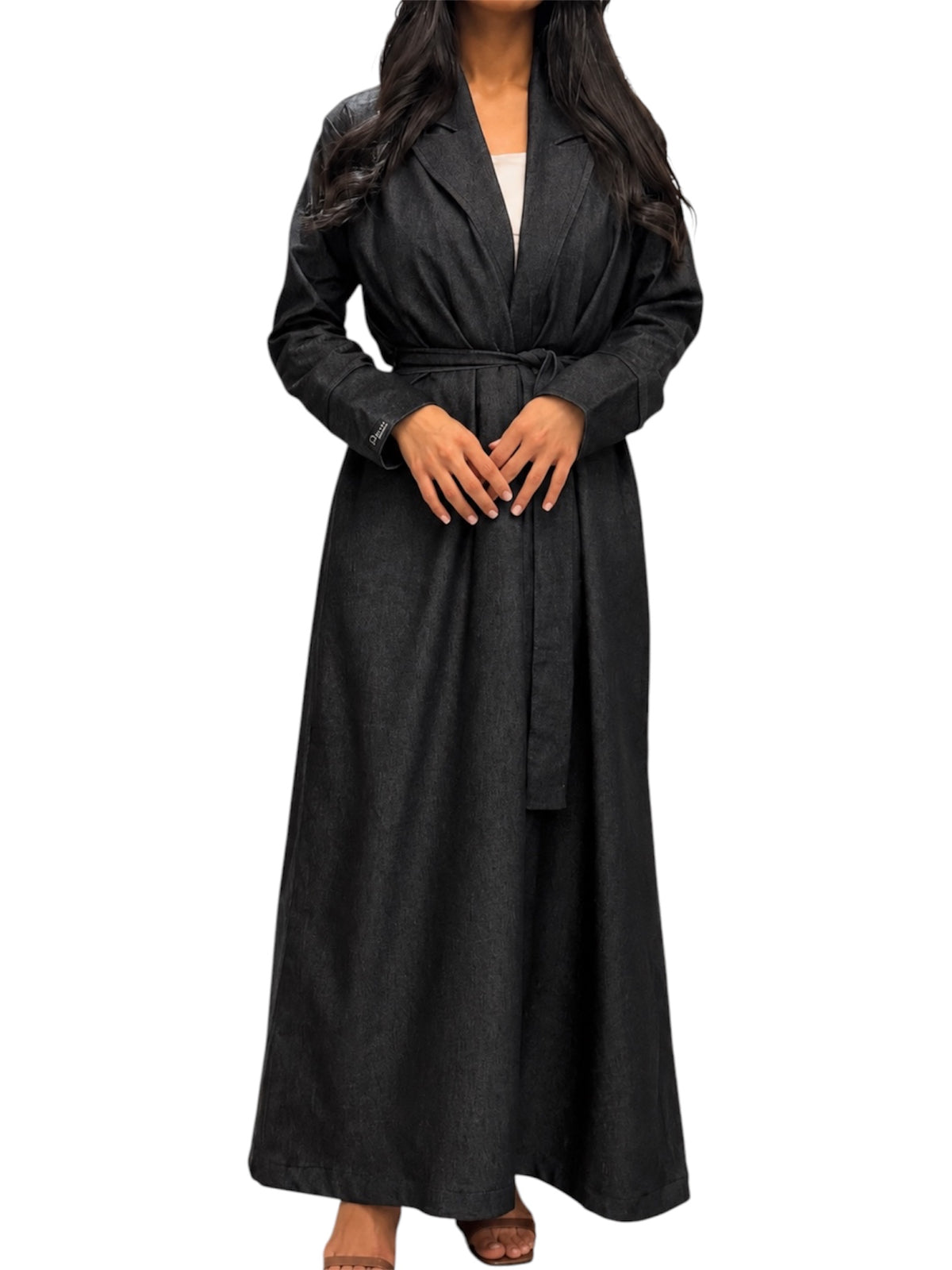 Black denim coat